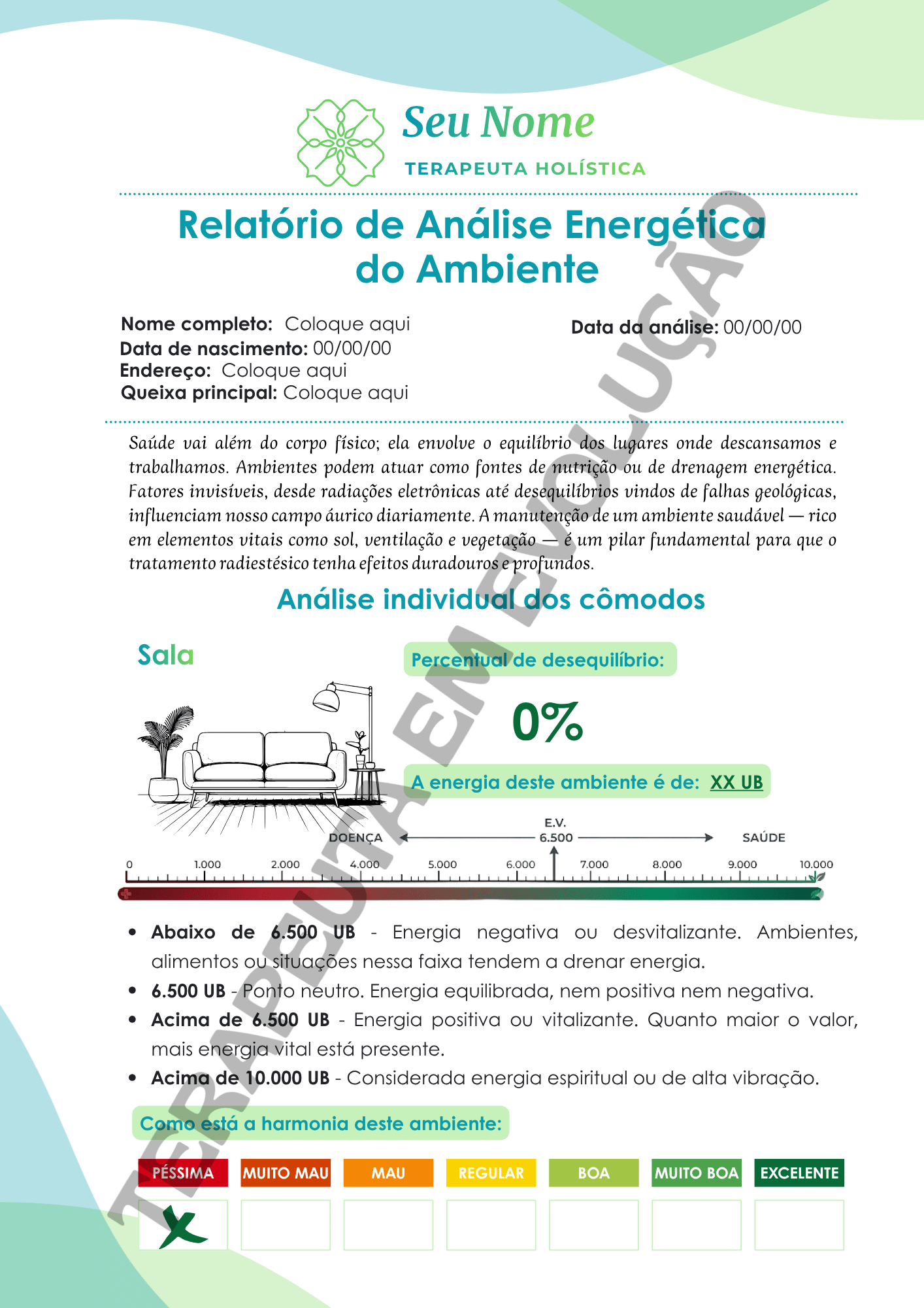 Relatório Análise de AMBIENTES | Editável no Canva