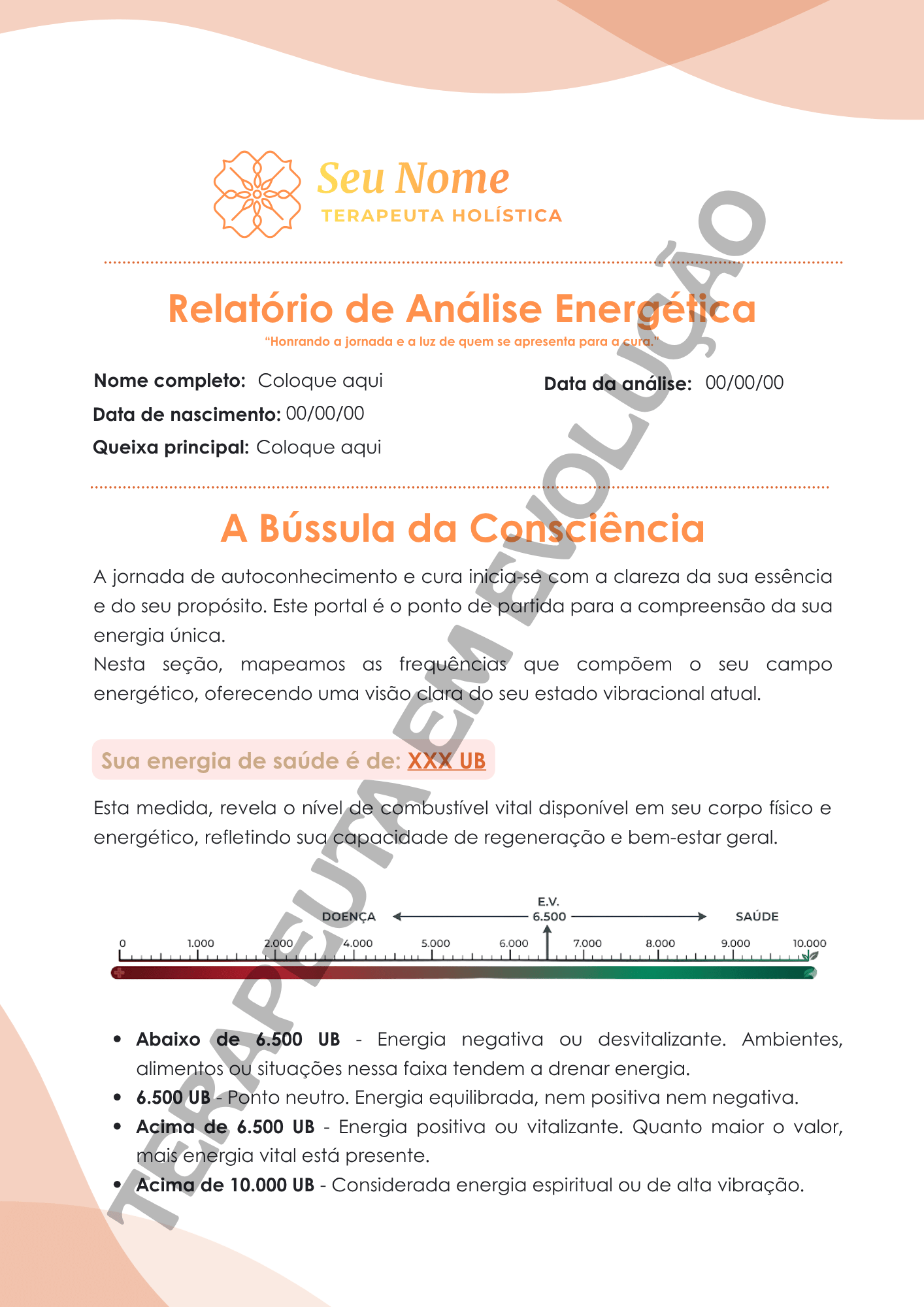 Relatório Análise Energética RADIESTESIA | Editável no Canva